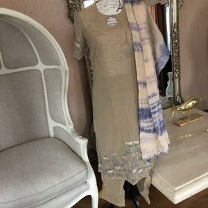 Striped Salwar kameez tunic with pants tie dye